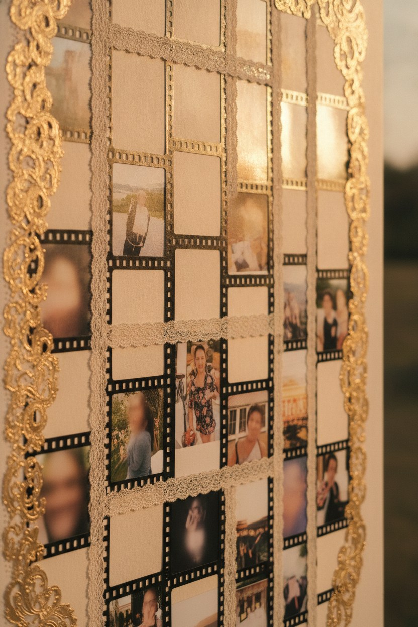 Film kareleri ile süslenmiş giriş panosu detayı